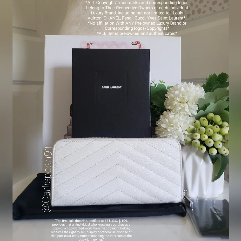 *SOLD* Authentic Pre-owned Yves Saint Laurent Grain De Poudre Zip Long Wallet - Picture 3 of 15